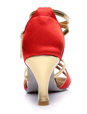 女性ダンスシューズ　ラテンダンスシューズ　美脚　疲れにくい　社交ダンスシューズ　滑り防止　ゴブレット　ピープトゥ　