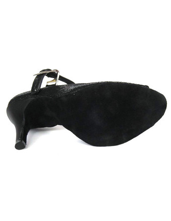 ラテンシューズ スパンコール ブラック スティレットヒール バックル ダンスシューズ