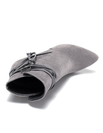 ショート ブーティ アンクル ブラック スエード ポインテッド トゥ ストラップ レディース