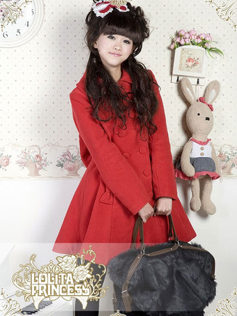 Lolitashow Classic Wool Blend Double-breasted Bow Lolita Coat