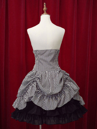 ゴスロリドレス ウィンター ハイウェスト ロリータスカート コットン　レースアップ アイドル衣装 ブラック