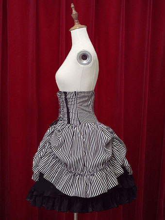 ゴスロリドレス ウィンター ハイウェスト ロリータスカート コットン　レースアップ アイドル衣装 ブラック