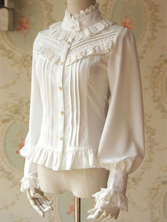 Lolitashow White Lolita Blouse Fragrant Series Infanta Chic Chiffon Shirt For Women
