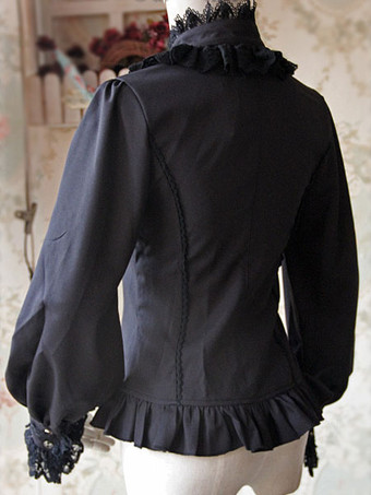 ロリィタブラウス　シフォン　長袖　レース　ポートレイトネック　カジュアル　スウィート　