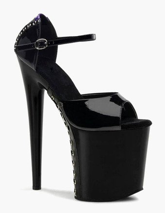 レディース靴　サンダル　新作　厚底サンダル　美脚　アンクルストラップ　20cm　オープントゥ　スティレットヒール　PU　