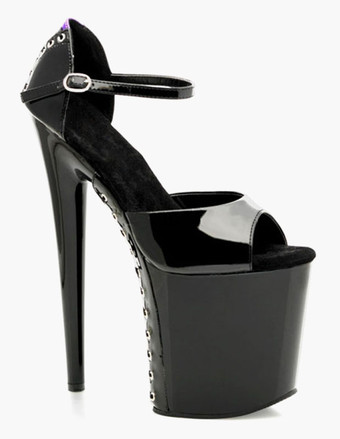 レディース靴　サンダル　新作　厚底サンダル　美脚　アンクルストラップ　20cm　オープントゥ　スティレットヒール　PU　