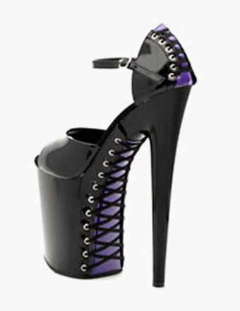 レディース靴　サンダル　新作　厚底サンダル　美脚　アンクルストラップ　20cm　オープントゥ　スティレットヒール　PU　