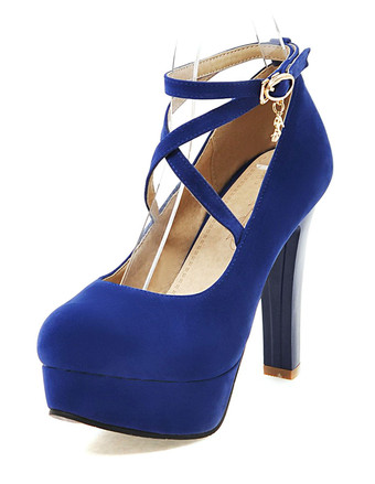 ブルー パンプス フレアーヒール 厚底 プラットフォーム 12cm マイクロスエード ラウンドトゥ シューズ スイカ色 調整可能なストラップ 3.5cm パーティー キャバ イベント フォーマル クリスクロス 無地 カジュアル レディース靴