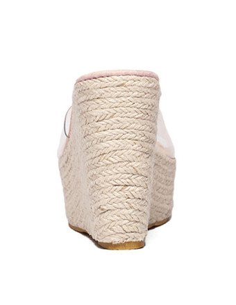 レディース靴　ミュールサンダル　ウェッジソール　11.5cm　バックレス　ピープトゥ　カジュアル　カジュアル　透明なポリカーボネート　