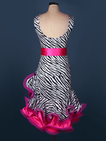 ラテンダンス衣装　女性用　ラテンダンサー　シック＆モダン　オーガンザ　バックレス　大人用　ドレス&サッシュベルト　