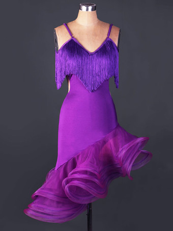 ダンス衣装　ラテンダンス　ラテンダンサー　女性用　シック＆モダン　大人用　オーガンザ　無地　ドレス　