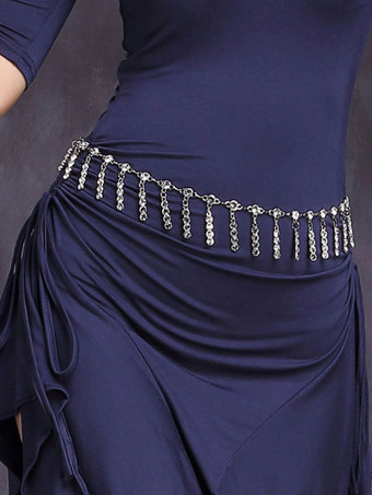 ダンス衣装　ベリーダンス　シルバー　大人用　ウエストチェーン　女性用　シック＆モダン　無地　調整可能　