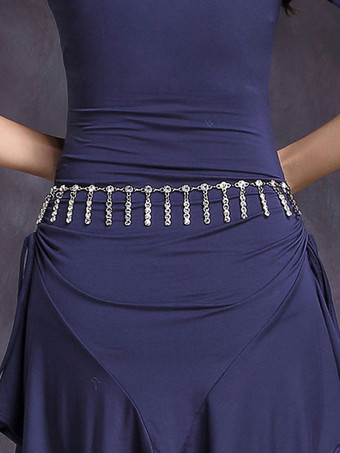 ダンス衣装　ベリーダンス　シルバー　大人用　ウエストチェーン　女性用　シック＆モダン　無地　調整可能　