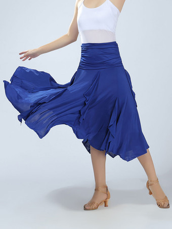 パフォーマンスマキシスカート　社交ダンスドレス　2025　女性用　ロイヤルブルー　ボールルームダンス衣装