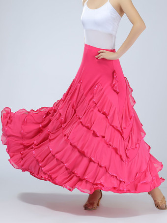 マキシスカート　社交ダンスドレス　2025　女性用　赤　レッド　パフォーマンス　ボールルームダンス衣装