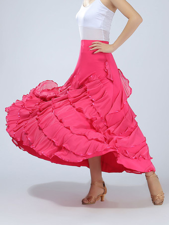 マキシスカート　社交ダンスドレス　2024　女性用　赤　レッド　パフォーマンス　ボールルームダンス衣装