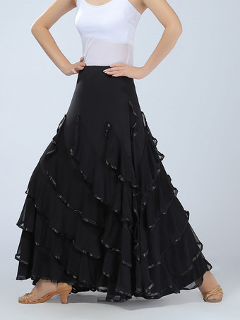 ブラック マキシスカート　社交ダンスドレス　2025　女性用　赤　レッド　パフォーマンス　ボールルームダンス衣装