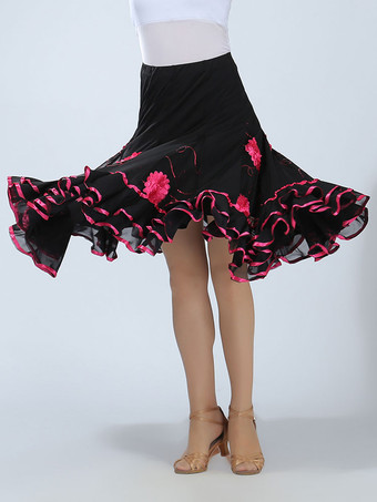 ローズレッドボールルームダンス衣装　社交ダンスドレス　2025　女性用　グリーン　ツートンカラー　刺繍　パフォーマンスロングスカート