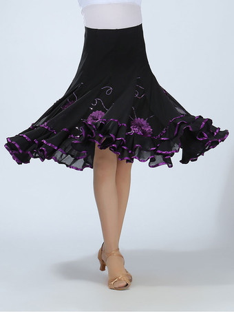 パープル ボールルームダンス衣装　社交ダンスドレス　2025　女性用　グリーン　ツートンカラー　刺繍　パフォーマンスロングスカート