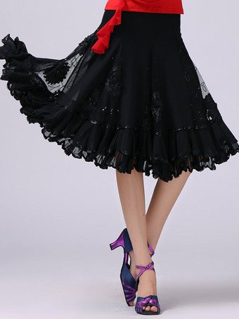 ブラック ボールルームダンス衣装　社交ダンスドレス　2025　女性用　グリーン　ツートンカラー　刺繍　パフォーマンスロングスカート