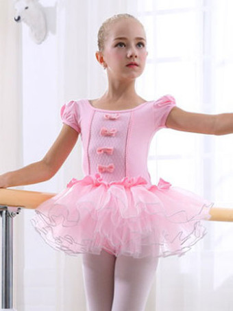 ソフトピンクバレエ レオタード バレエ衣装 女の子用 ローズレッド チュール パフォーマンス バレリーナ エレガント リボン柄 蝶結び ダンス衣装　コスチューム