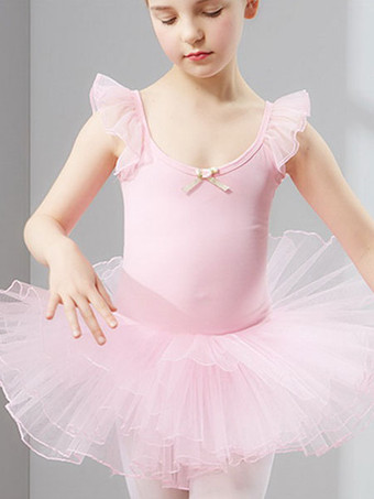 バレエ レオタード バレエ衣装 女の子用 ソフトピンク チュール パフォーマンス バレリーナ エレガント リボン柄 スリムフィット ダンス衣装　コスチューム
