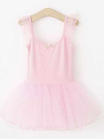 バレエ レオタード バレエ衣装 女の子用 ソフトピンク チュール パフォーマンス バレリーナ エレガント リボン柄 スリムフィット ダンス衣装　コスチューム