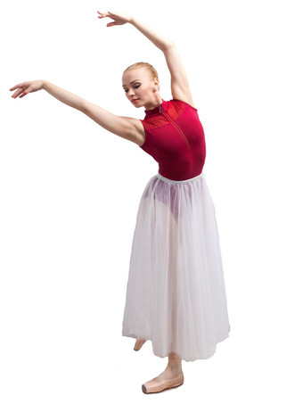 バレエ レオタード バレエ衣装 女性用 ホワイト チュール パフォーマンス バレリーナ エレガント 無地 セミシアー（半透明） ダンス衣装　コスチューム