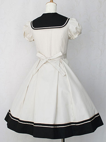 ホワイト ロリィタファッション 半袖 ピュアコットン カワイイ お茶会　2カラー