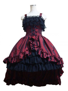 Gothic Lolita Dress JSK Taffeta Layered Ruffles Pleated Lolita Jumper Skirt
