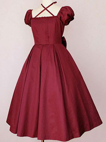 バーガンディーダックネイビーロリータワンピースOP　2025　クラシック　ショートスリーブ　コットンロリータワンピースワンピース　アイドル衣装