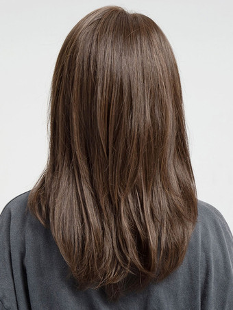 ロングウィッグ　ディープブラウン　カーリー　耐熱ファイバー　シック＆モダン　ふわっとした髪　