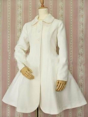 ロリィタケープ　無地　ゴシック　リボン　ボタン　毛織物　お茶会　