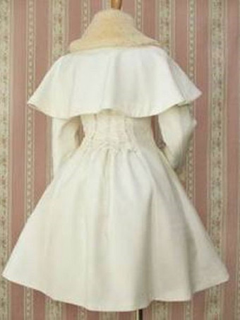 ロリィタケープ　無地　ゴシック　リボン　ボタン　毛織物　お茶会　