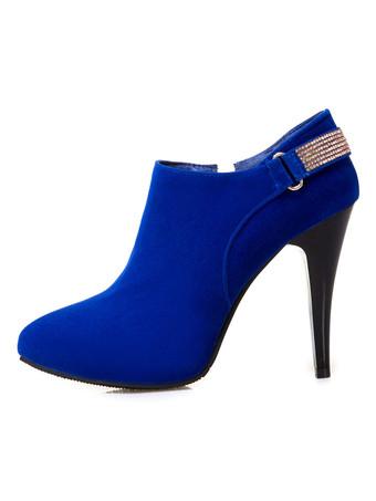 Escarpins bleus pour femmes à talons hauts bout pointu strass