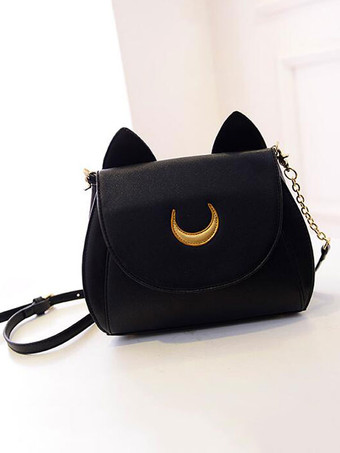 Black Sweet Lolita Handbag Two Tone Moon Embroidered White Lolita Accessory