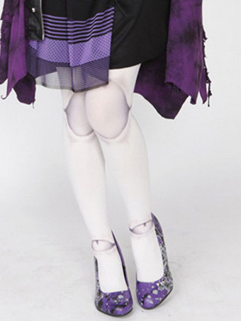 ホワイト ロリィタ靴下　ホワイト　スウィート　プリント柄　プリント付き　アクセサリー　