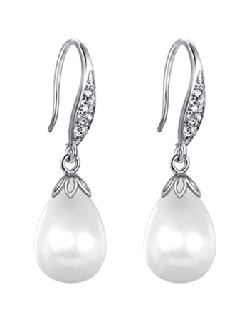 耳飾り　アクセサリー　パーティー　ウェディング　ホワイト　ピアス　ウェディングパーティー　ウエディング　合金　大人用　ドロップス（Drops）　女性用　