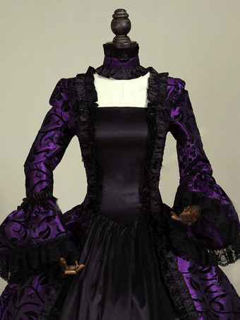 プリンセス 宮廷ドレス 女性用 貴族ドレス 中世 ドレス ディープブルー 長袖 コットン サテン パーティー ドレス バロック風 中世 ドレス・貴族ドレス ヨーロッパ 宮廷風 レトロ バーガンディ