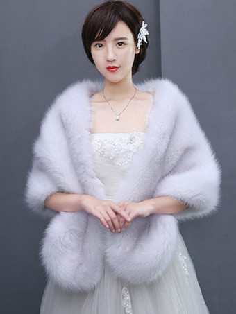 ファー コート ホワイト エコファーコート 無地 レディースアウター 五分袖 女性用 高貴&贅沢 ウェディングラップ レディースファッション