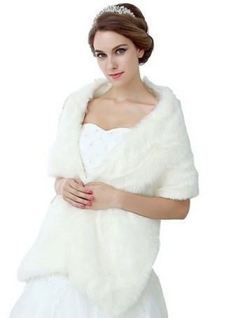 ファー コート ホワイト 五分袖 エコファーコート レディースアウター 無地 高貴&贅沢 女性用 ウェディングラップ レディースファッション