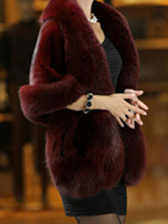 ファー コート ブラック エコファーコート 無地 レディースアウター 五分袖 女性用 シック＆モダン ウェディングラップ レディースファッション