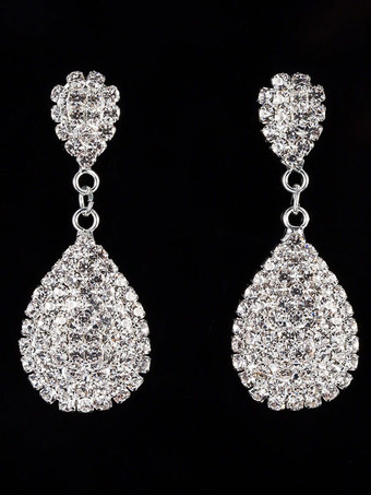 Bijoux ensemble de mariage Boucle d'oreille argent métallique design de gouttes bijoux de cérémonie