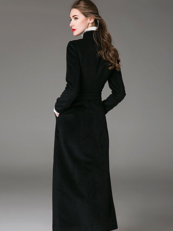 ウール混コート バーガンディ ベルト付き スタンドカラー スリムフィット 冬アウター レディース 無地 2025