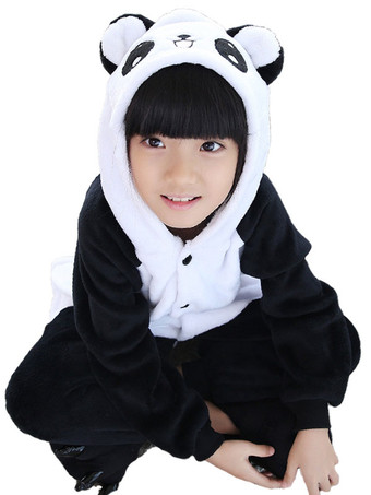 Pijama Kigurumi Panda Traje de Halloween Traje de flanela preto com calçado Halloween