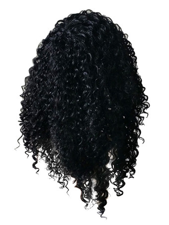 ロングウィッグ　ブラック　カーリー　シック＆モダン　化学繊維　ふわっとした髪　外出　
