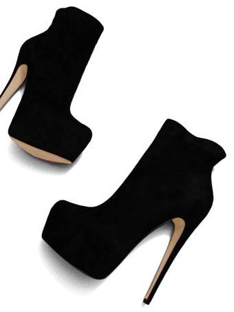 ブラック ハイヒール ブーティー レッド プラットフォーム ジップアップ アンクルブーツ 女性用