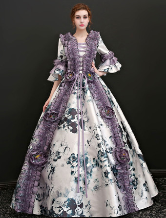 中世 ドレス 女性用 プリンセス 貴族ドレス ホワイト 七分袖 ロココ調 マルディグラ レトロ ヨーロッパ 宮廷風 中世 ドレス・貴族ドレス