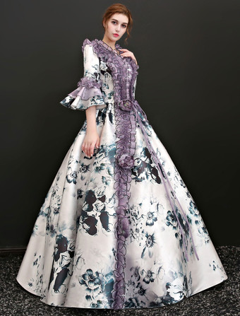 中世 ドレス 女性用 プリンセス 貴族ドレス ホワイト 七分袖 ロココ調 マルディグラ レトロ ヨーロッパ 宮廷風 中世 ドレス・貴族ドレス