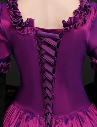 中世 ドレス 女性用 プリンセス 貴族ドレス バイオレット 七分袖 ヨーロッパスタイル マルディグラ レトロ ヨーロッパ 宮廷風 中世 ドレス・貴族ドレス